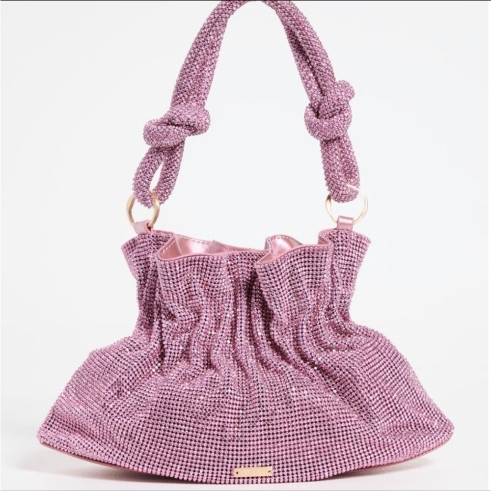🆕 Cult Gaia Slouchy Pink Mini Crystal Embellished Shoulder Bag - Picture 14 of 17